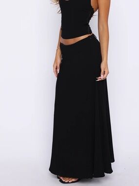 White fox Black Maxi Skirt
